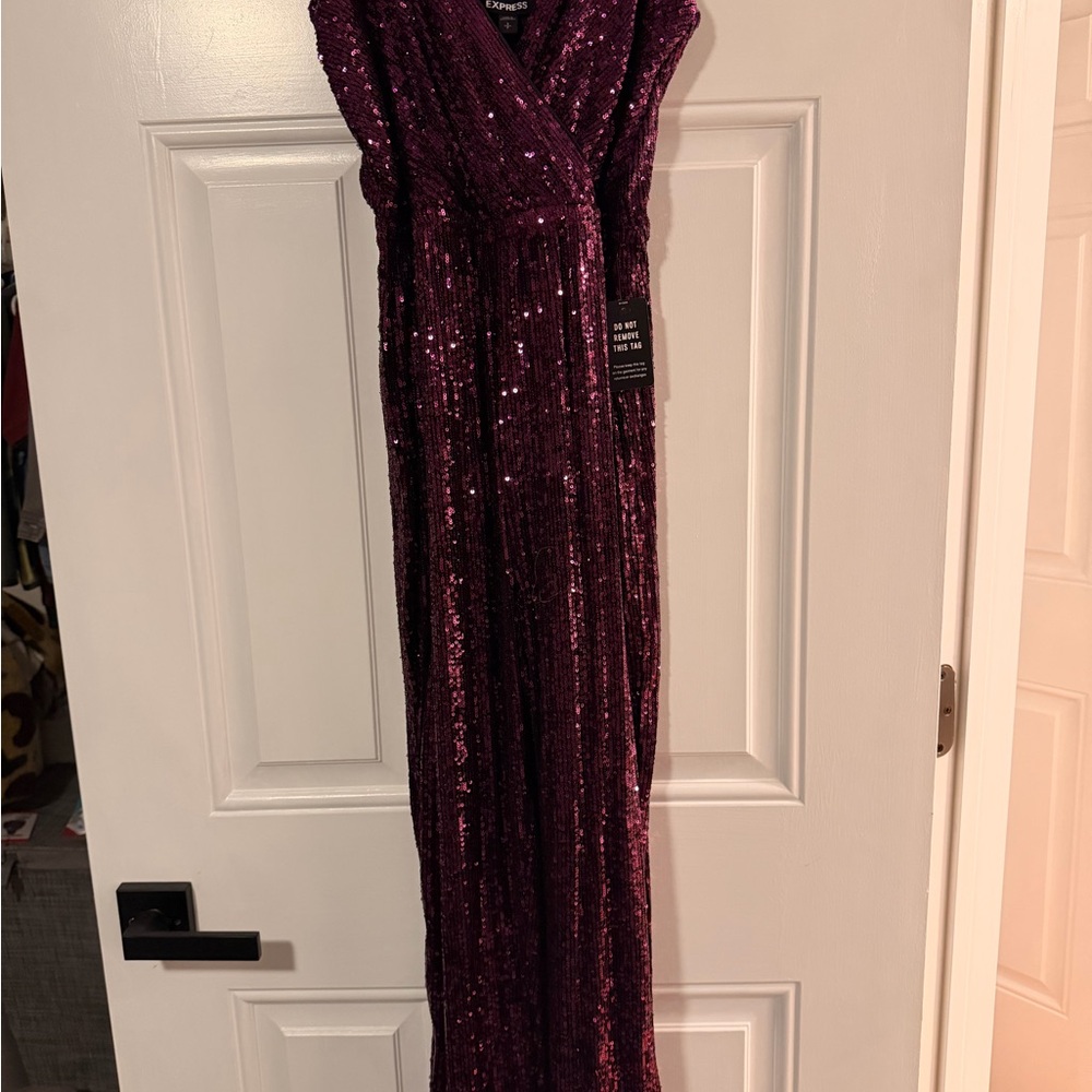 Express Shimmering Purple Sequin Dress